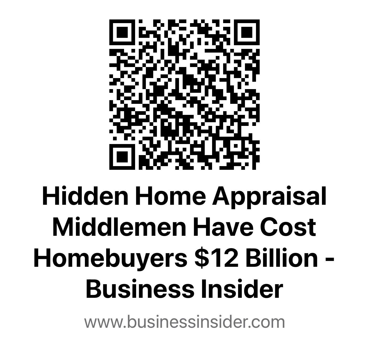 ARCC: Business Insider, Middlemen Cost Homebuyers $12 Billion